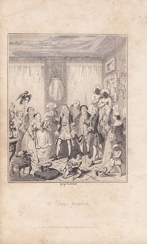 Mr. Cripps detected, Papagei, Affe, Hund, Lithographie von 1821 von George Cruikshank (1792 - 187...