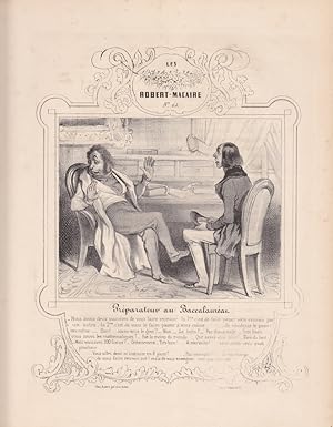 Diskussion, zwei Herren im Gespräch, Preparateur au Baccalaureas, Lithographie von 1839 in schöne...