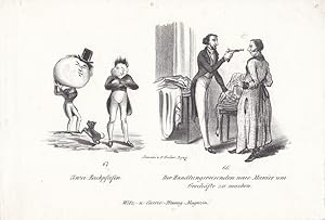 Ohrfeige, Backpfeife, Pistole, Handlungsreisender, Lithographie um 1845 von F. Gröber, Blattgröße...