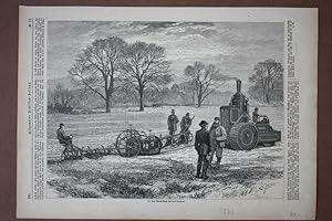 Der neue Dampf-Pflug des Lord Dunmore, Acker, Bauer, Holzstich von 1872, Blattgröße: 27 x 38,5 cm...