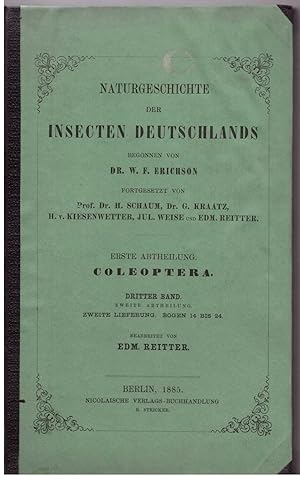 Bild des Verkufers fr Naturgeschichte der Insecten Deutschlands. 1. Abtheilung Coleoprera. 3. Band zum Verkauf von Bcherpanorama Zwickau- Planitz