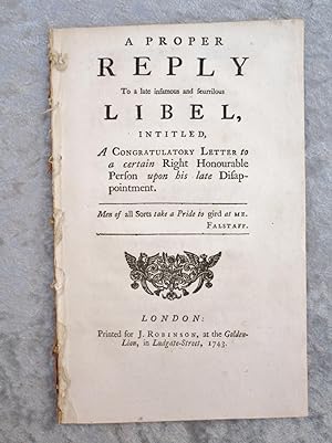 1743 REPLY to an INFAMOUS and SCURRILOUS LIBEL
