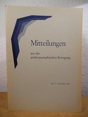 Mitteilungen aus der anthroposophischen Bewegung. Nr. 71 - November 1981