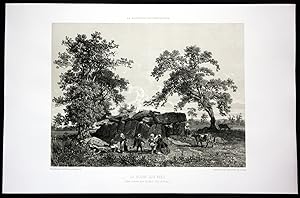 Bild des Verkufers fr La Roche aux Fees" - Esse la Roche aux Fees vue Ansicht Bretagne Frankreich France Lithographie zum Verkauf von Antiquariat Steffen Vlkel GmbH