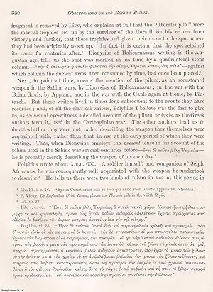 Imagen del vendedor de Observations on the Roman Pilum. An uncommon original article from the journal Archaeologia, 1869. a la venta por Cosmo Books