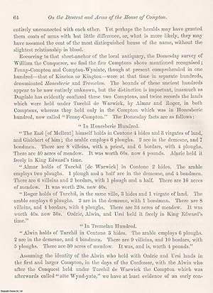 Seller image for On the Descent and Arms of the House of Compton, of Compton Wyniate, in the County of Warwick, Earls and Marquises of Northampton. An uncommon original article from the journal Archaeologia, 1871. for sale by Cosmo Books