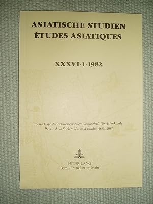 Seller image for Asiatische Studien : Zeitschrift der Schweizerischen Gesellschaft fr Asienkunde / tudes Asiatiques .,. XXXVI : 1 : 1982 for sale by Expatriate Bookshop of Denmark