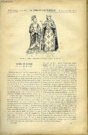 Seller image for LA SEMAINE DES FAMILLES 37EME ANNEE N27 - BLANCHE DE CASTILLE DE A. LECOY DE LA MARCHE, L'INTIME D'UN COEUR DE JEAN KERGALL, LA NORVEGE DE H. DE LUSILLY, LA BELLE-MERE DE L'ADJUDANT DE G. D'AZAMBUJA, SOIREE D'AUTOMNE DE GABRIEL ARDANT for sale by Le-Livre