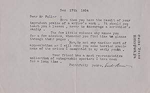 Imagen del vendedor de TYPED LETTER SIGNED BY GUIDO BRUNO TO A MR. FULLER. a la venta por Blue Mountain Books & Manuscripts, Ltd.