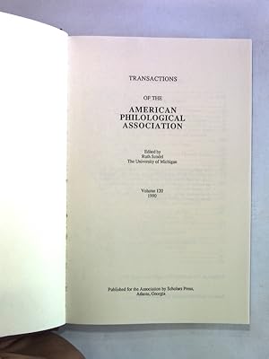 Bild des Verkufers fr Transactions and Proceedings of the American Philological Association. Volume 120. zum Verkauf von Antiquariat Bookfarm