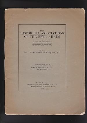 Imagen del vendedor de The Historical Associations of the Beth Ahaim. Reprinted from Vol. X of the Transactions of the Jewish Historical Society of England a la venta por Meir Turner