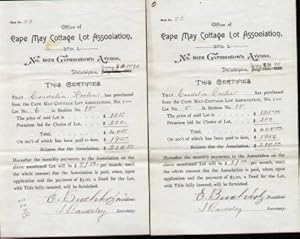 OFFICE OF CAPE MAY COTTAGE ASSOCIATION (2 PURCHASE CERTIFICATES) No. 1923 Germantown Avenue