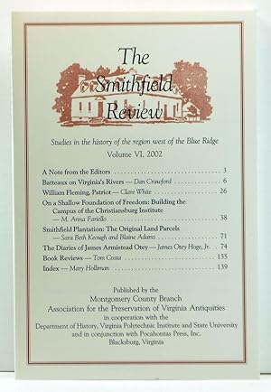 Immagine del venditore per The Smithfield Review: Studies in the History of the Region West of the Blue Ridge, Volume 6 (2002) venduto da Cat's Cradle Books