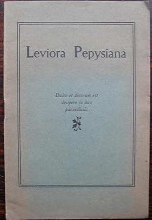 Bild des Verkufers fr Leviora Pepysiana: with the compliments of Mr. Edwin Chappell, December, 1936 zum Verkauf von James Fergusson Books & Manuscripts