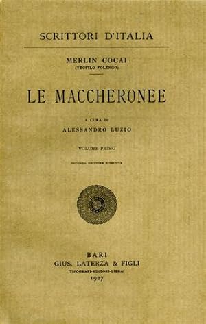 Immagine del venditore per Le Maccheronee. vol.I. venduto da FIRENZELIBRI SRL