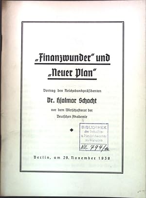 Imagen del vendedor de Finanzwunder und Neuer Plan; a la venta por books4less (Versandantiquariat Petra Gros GmbH & Co. KG)