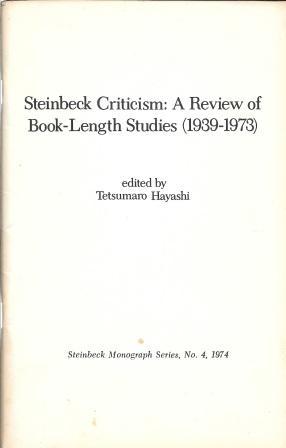 Image du vendeur pour Steinbeck Criticism: A Review of Book-Length Studies (1939 - 1973) [ Steinbeck Monograph Series, No. 4, 1974 ] mis en vente par Works on Paper