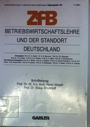 Bild des Verkufers fr Betriebswirtschaftslehre und der Standort Deutschland. Zfb Ergnzungsheft 1/96; zum Verkauf von books4less (Versandantiquariat Petra Gros GmbH & Co. KG)