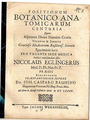 Positionum botanico anatomicarum centuria.