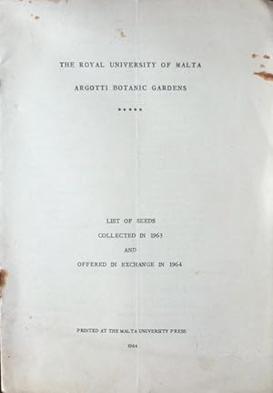 List of seeds collected in 1963 and offered in exchange in 1964
