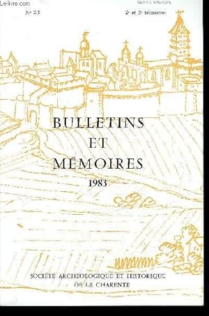 Imagen del vendedor de BULLETINS ET MEMOIRES DE LA SOCIETE ARCHEOLOGIQUE ET HISTORIQUE DE LA CHARENTE N2-3 1983 - Mythologie des mgalithes du dpartement de la Charente par E.Gauron - la frise de chevaux percs de la grotte de Montgaudier par Duport etc. a la venta por Le-Livre