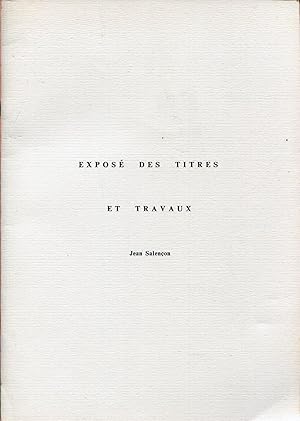 Immagine del venditore per Expos des titres et travaux de Jean Salenon venduto da Sylvain Par