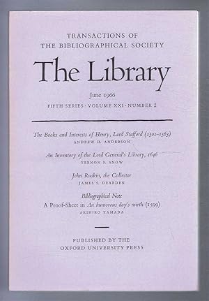 The Transactions of the Bibliographical Society, The Library, Fifth Series Volume XXI, No. 2, Jun...