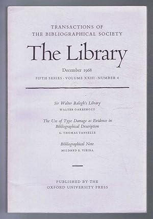 The Transactions of the Bibliographical Society, The Library, Fifth Series, Volume XXIII, Number ...