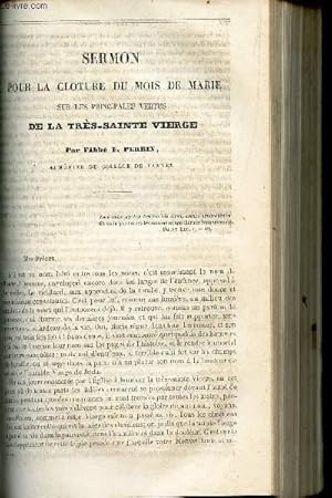 Image du vendeur pour SERMON POUR LA CLOTURE DU MOIS DE MARIE sur les principales vertus de la Tres Sainte Vierge. mis en vente par Le-Livre