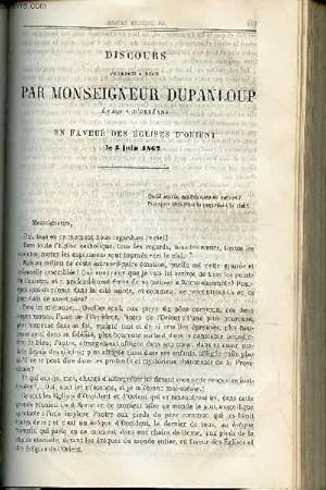 Bild des Verkufers fr DISCOURS PRONONCE A ROME PAR MONSEIGNEUR DUPANLOUP EN FAVEUR DES EGLISES D'ORIENT LE 3 JUIN 1862. zum Verkauf von Le-Livre