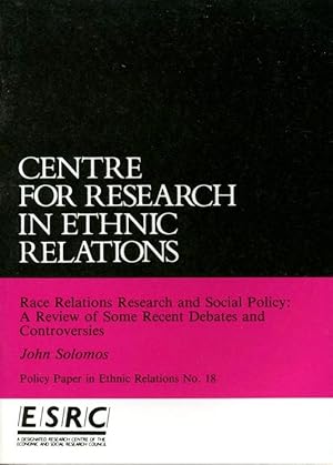 Seller image for Race relations research and social Policy : A Review of Some Recent Debates and Controversies (Policy Paper No 18) for sale by Godley Books