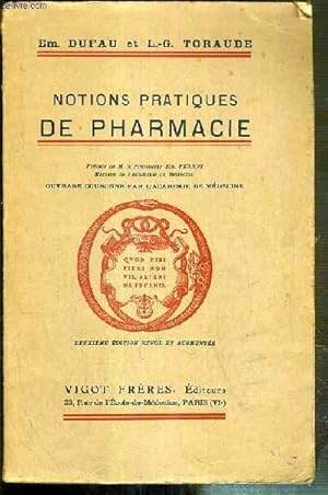 Seller image for NOTIONS PRATIQUES DE PHARMACIE for sale by Le-Livre