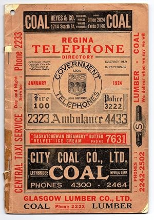 Regina Telephone Directory January 1924