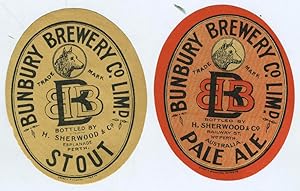Bunbury Brewery Co. Perth, Australia. A Pair of Beer Labels for Pale Ale and Stout