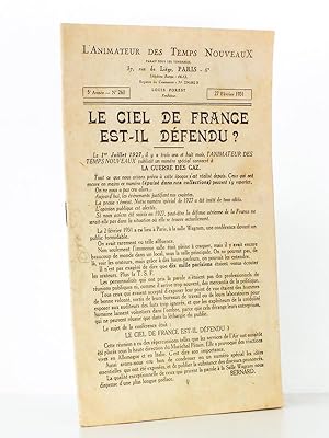 Seller image for Le ciel de France est-il dfendu ? ( L'Animateur des Temps Nouveaux N 260 du 27 fvrier 1931, numro spcial prsentant les ides essentielles exposes lors de la confrence du 2 fvrier 1931, Salle Wagram  Paris ) for sale by Librairie du Cardinal