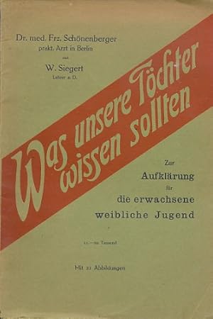 Seller image for Was unsere Tchter wissen sollten. Zur Aufklrung fr die erwachsene weibliche Jugend. for sale by Ballon & Wurm GbR - Antiquariat