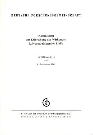 Bild des Verkufers fr Kommissison zur Erforschung der Wirkungen luftverunreinigender Stoffe. zum Verkauf von Buchversand Joachim Neumann