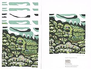 Waldwiese. Original-Vierfarben-Linolschnitt von Gottfried Teuber. Vom Künstler eigenhändig signie...
