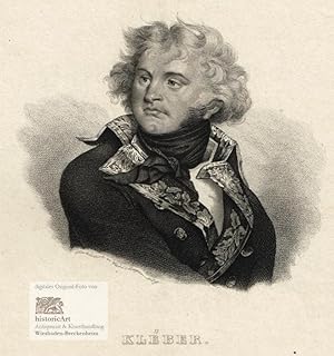 Kléber. Brustbild in Uniform mit Halstuch nach viertellinks. Original-Stahlstich von Carl Mayer 1838