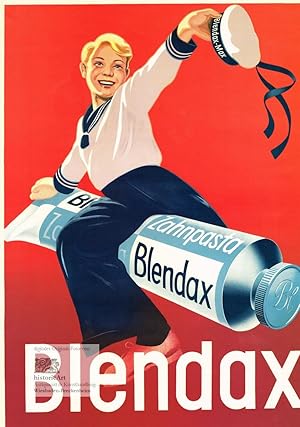 Bild des Verk�ufers f�r Blendax. Reprint eines dekorativen Werbeplakats mit Matrosenjunge Blendax-Max auf Zahnpasta-Tube zum Verkauf von historicArt Antiquariat & Kunsthandlung