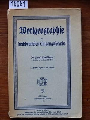 Bild des Verkufers fr Wortgeographie der hochdeutschen Umgangssprache. zum Verkauf von Michael Fehlauer - Antiquariat