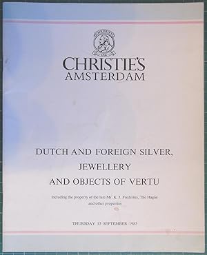 Dutch and Foreign Silver, Jewellery and Onjects of Vertu - Thursday 15 September 1983