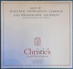 Sale of Scientific Instruments, Cameras and Photographic Equipment