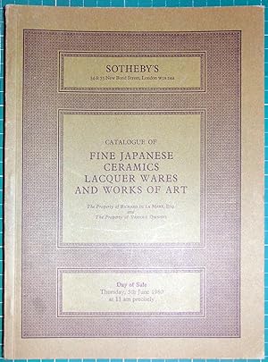 Catalogue of Fine Japanese Ceramics Lacquer Wares and Works of Art