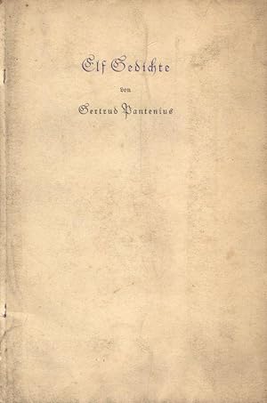Image du vendeur pour Elf Gedichte von Gertrud Pantenius. mis en vente par Stader Kunst-Buch-Kabinett ILAB