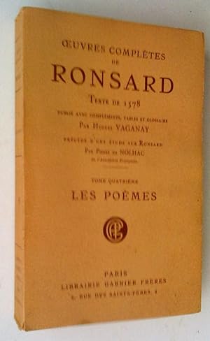 Imagen del vendedor de oeuvres compltes de Ronsard. Texte de 1578. Tome quatrime, Les Pomes a la venta por Claudine Bouvier