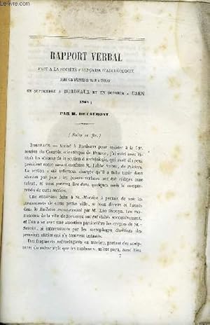 Image du vendeur pour BULLETIN MONUMENTAL 3e SERIE TOME 8, 28e VOLUME N2 - RAPPORT VERBAL FAIT A LA SOCIETE FRANCAISE D'ARCHEOLOGIE EN SEPTEMBRE A BORDEAUX ET EN OCTOBRE A CANE 1861 PAR M. DE CAUMONT, RECHERCHES SUR LA LEPROSERIE DE SAINT-CLAIR ET SAINT-BLAISE DE LISIEUX mis en vente par Le-Livre