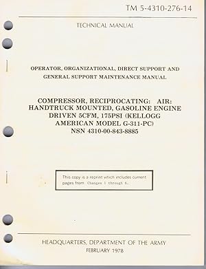 U.S. Army, Technical Manual, TM 5-4310-369-14, COMPRESSOR, RECIPROCATING, AIR: HAND-TRUCK MOUNTED...
