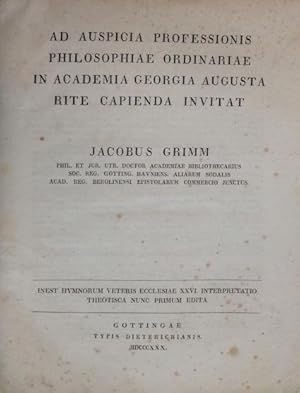 Ad auspicia professionis philosophiae ordinariae in Academia Georgia Augusta rite capienda invita...