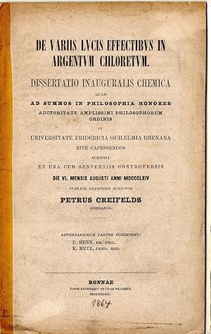 De variis lucis effectibus in argentum chloretum. Dissertation.